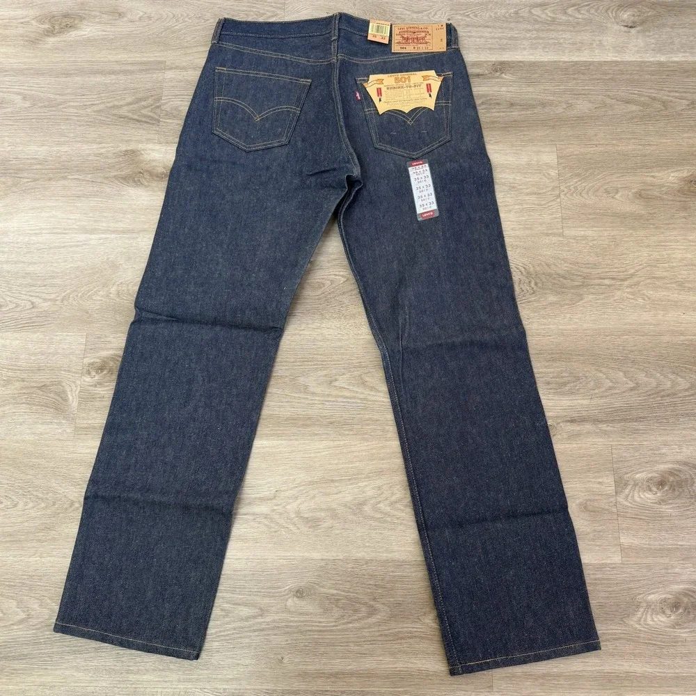 VTG Levis 501XX Shrink To Fit Jeans 35x33 Deadstock Raw Denim 2001 NOS 501 0000